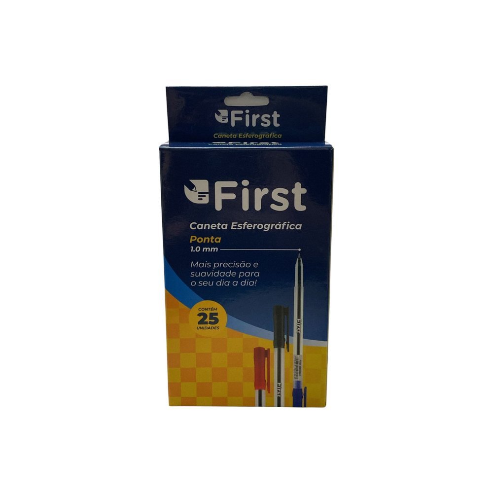 Kit 25 Canetas Esferográficas Azul 1.0mm Escrita Suave Escolar e Escritório