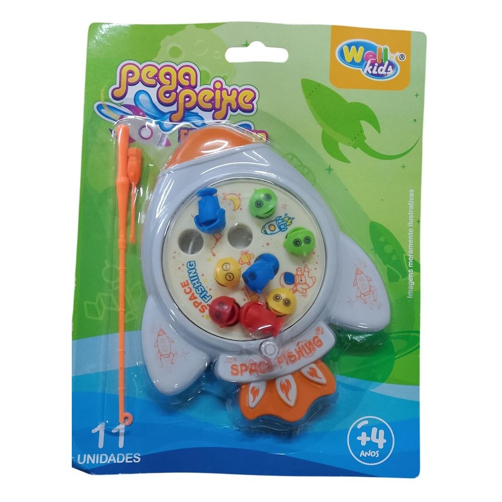 Brinquedo Pega Peixe Corda Foguetinho 11 Peças Infantil Diversão Criança