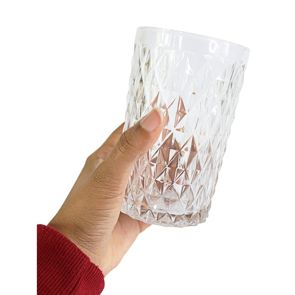 Kit Jogo Conjunto 6 Copos de Vidro Bico de Jaca 370ml Ou Diamante Linha Premiun