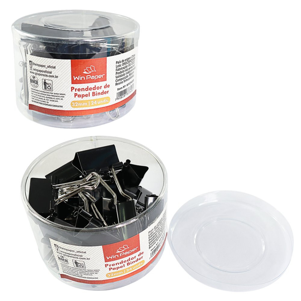 Prendedor Papel Binder 32 mm 24 unidades Clip Folha A4