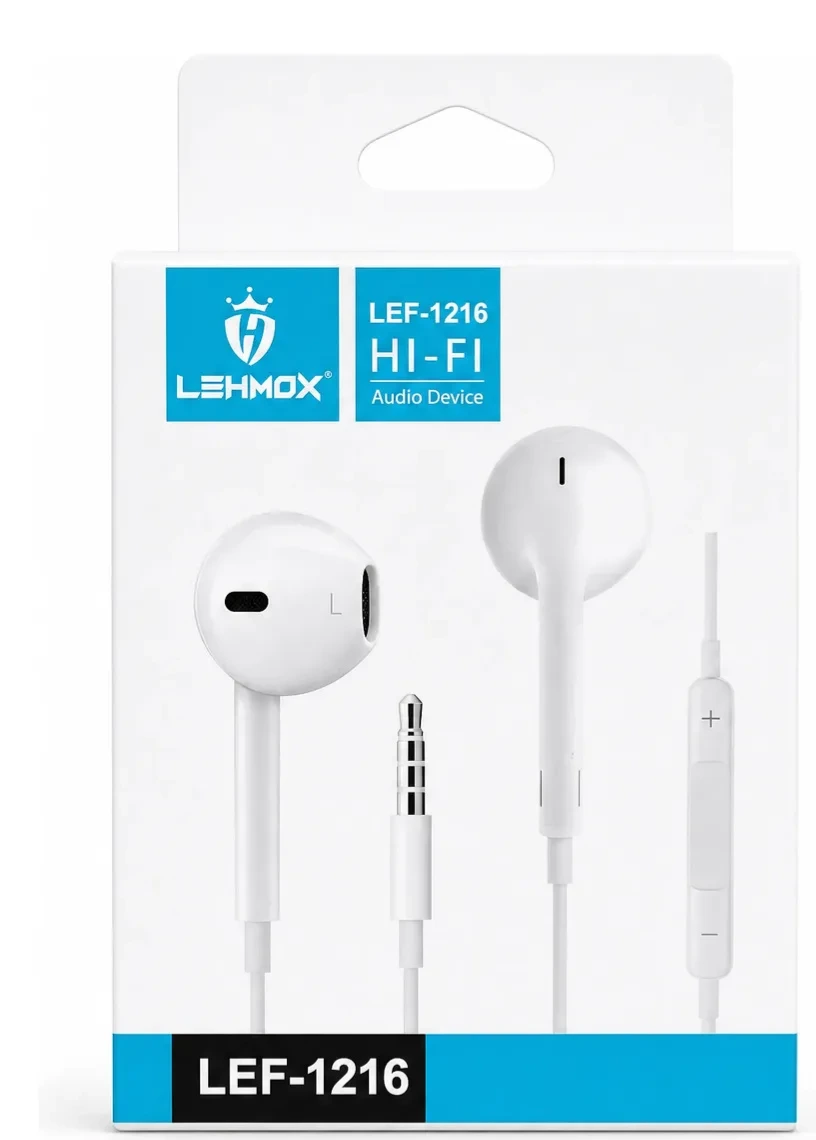Fone De Ouvido Intra-auricular Com Microfone Lehmox LEF-1216 Branco
