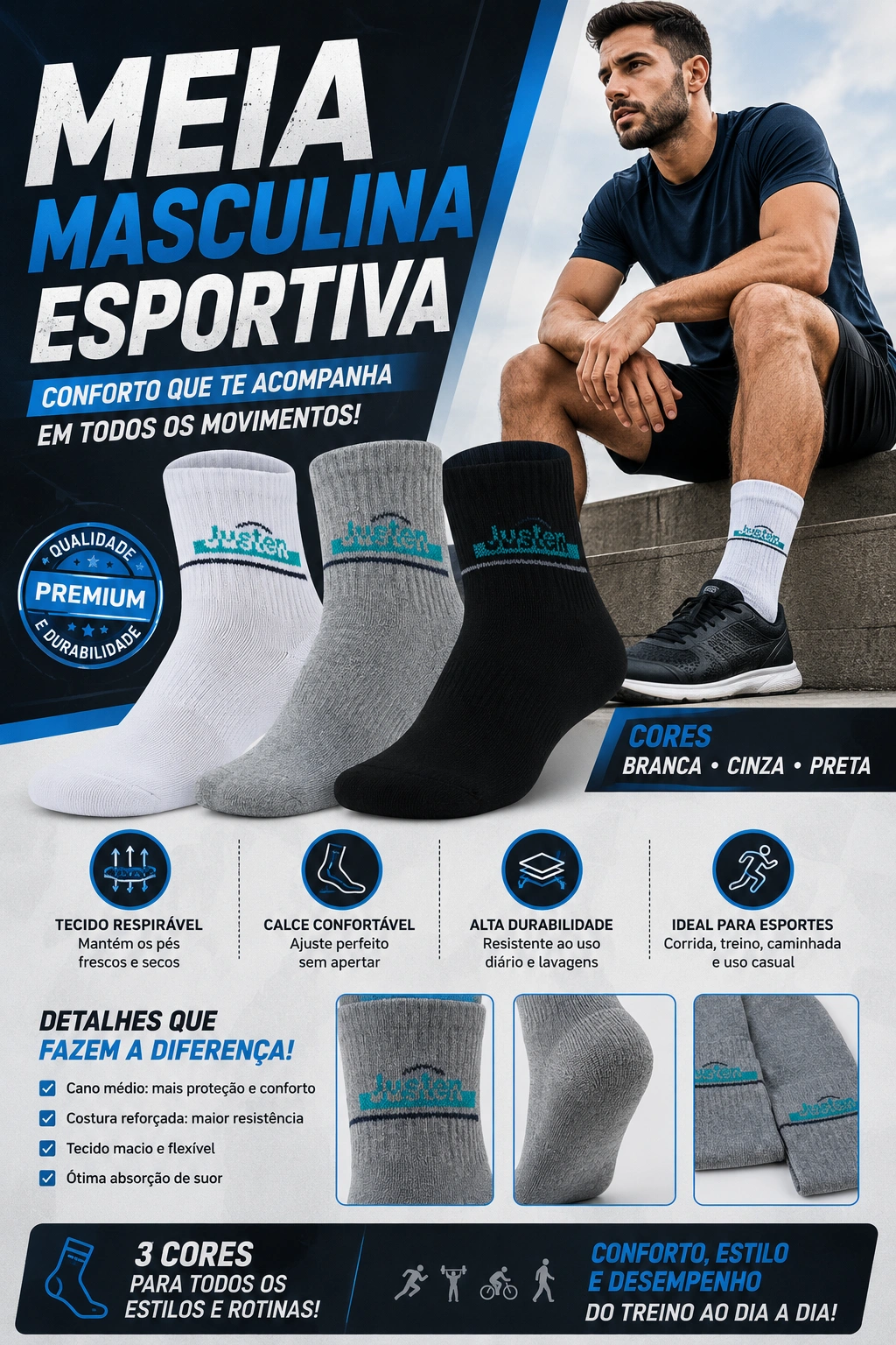 Meia Esportiva Masculina