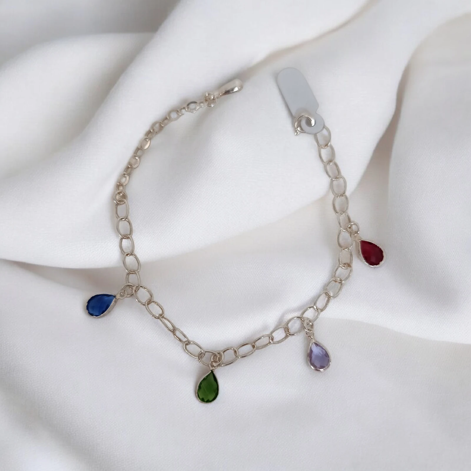 Pulseira de Elos com Pedras Coloridas