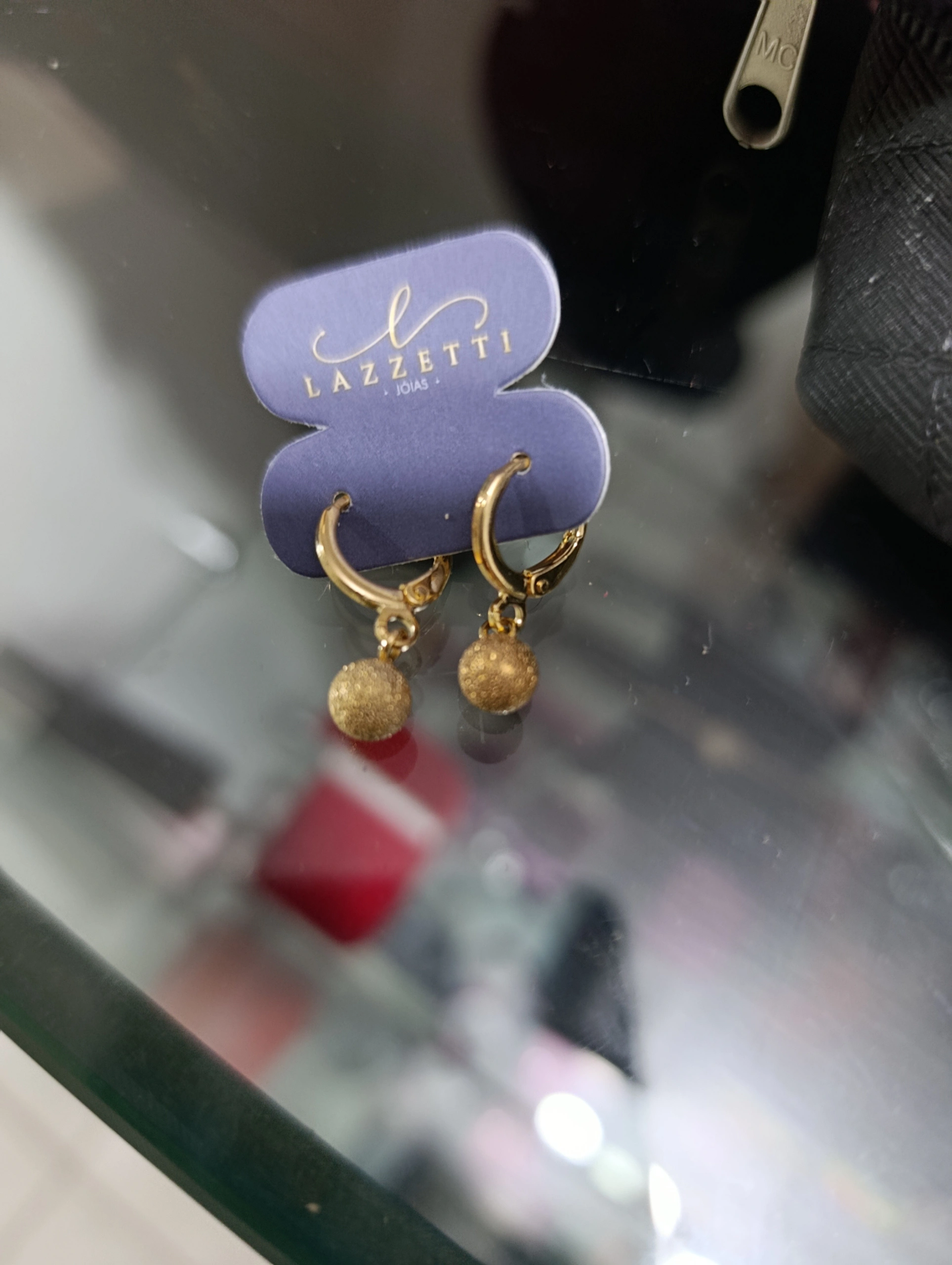 Brinco Argola com Bolinha Glitter