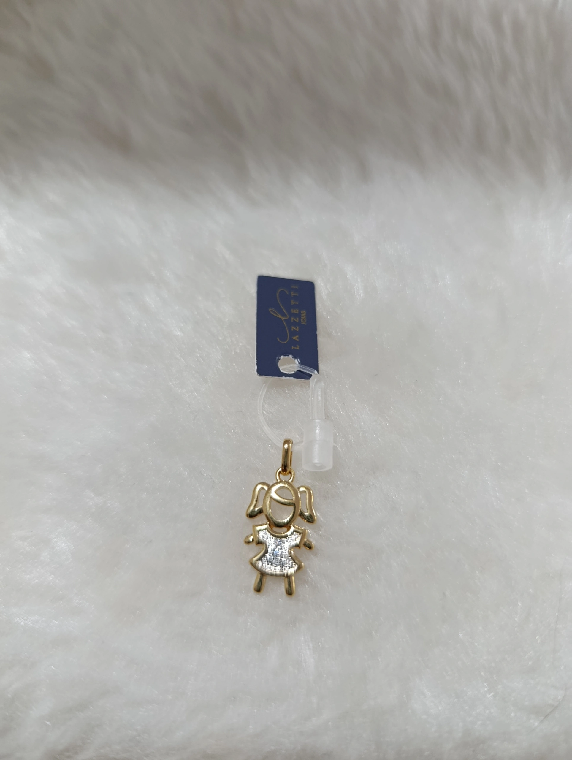 Pingente Menina Prata e Dourado
