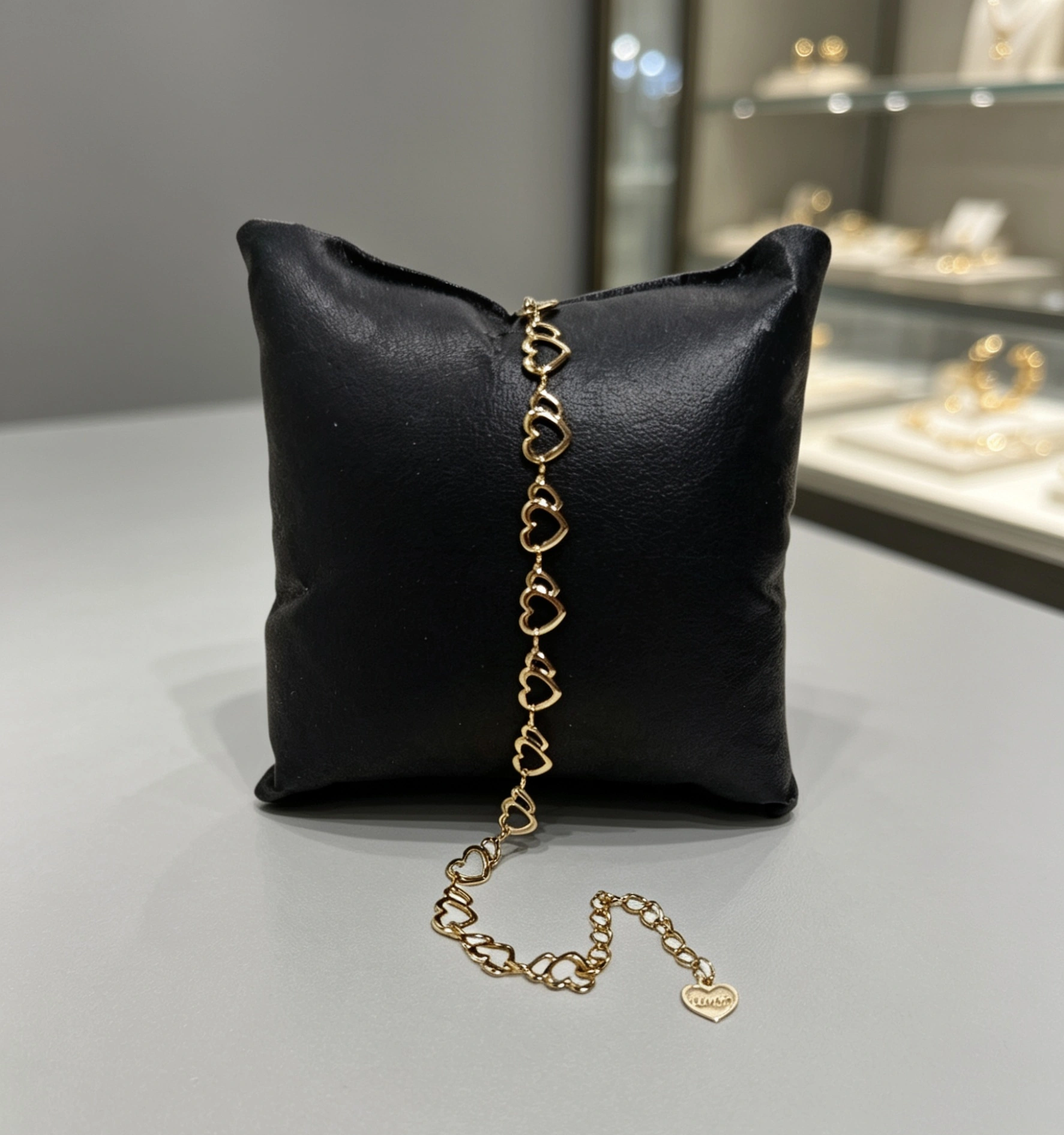 Pulseira Corrente com Corações Dourados