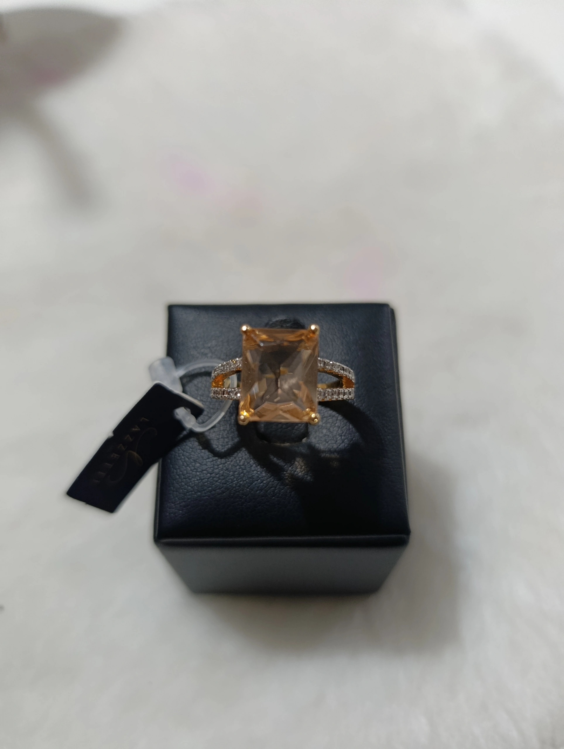Anel Pedra Citrino Dourado