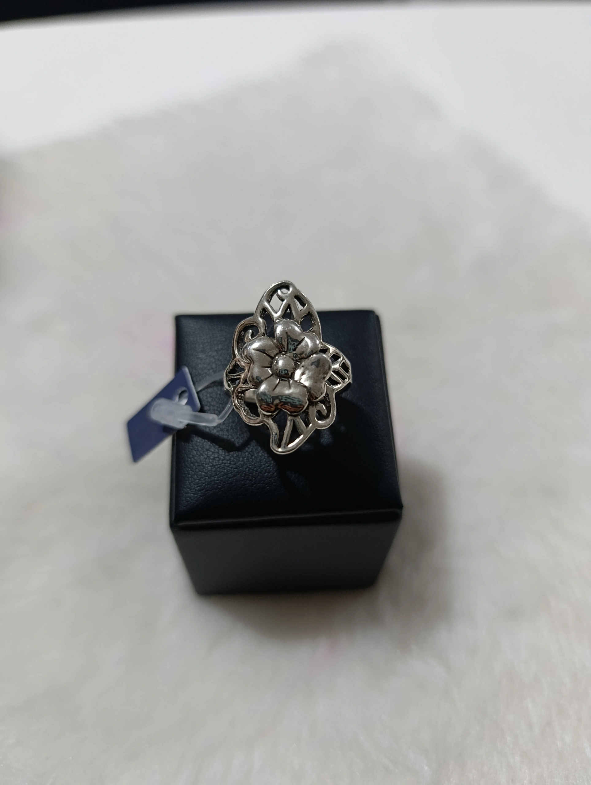 Anel Flor Detalhado Prata