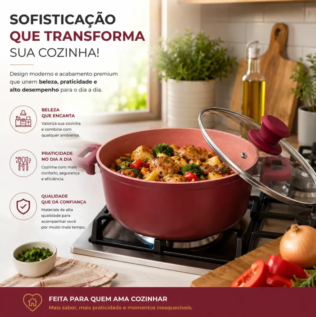 Panela Caçarola Antiaderente 24cm