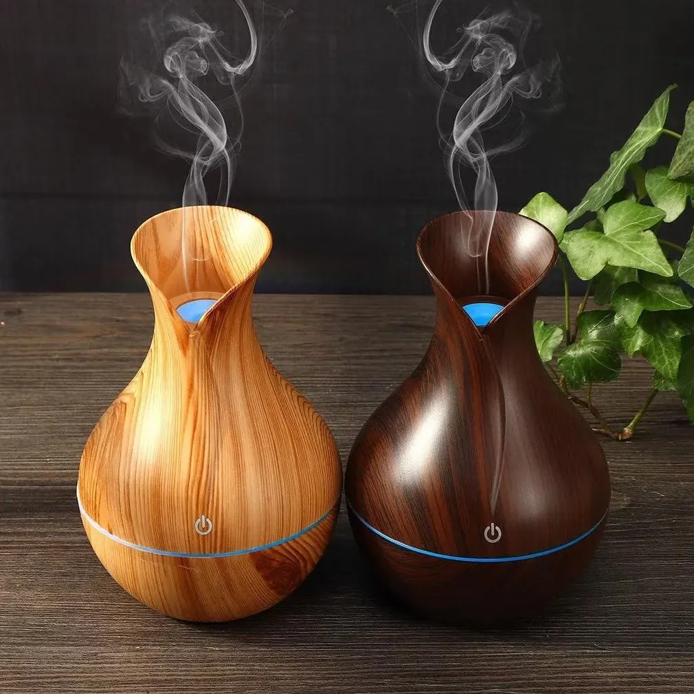 Umidificador Difusor Vaso com Textura de Madeira