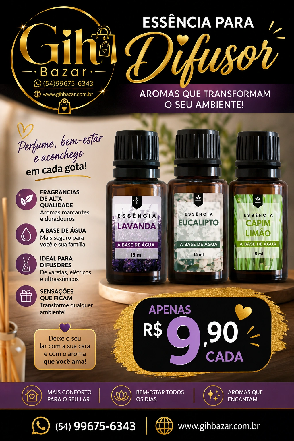 Essências para Difusor 15ml
