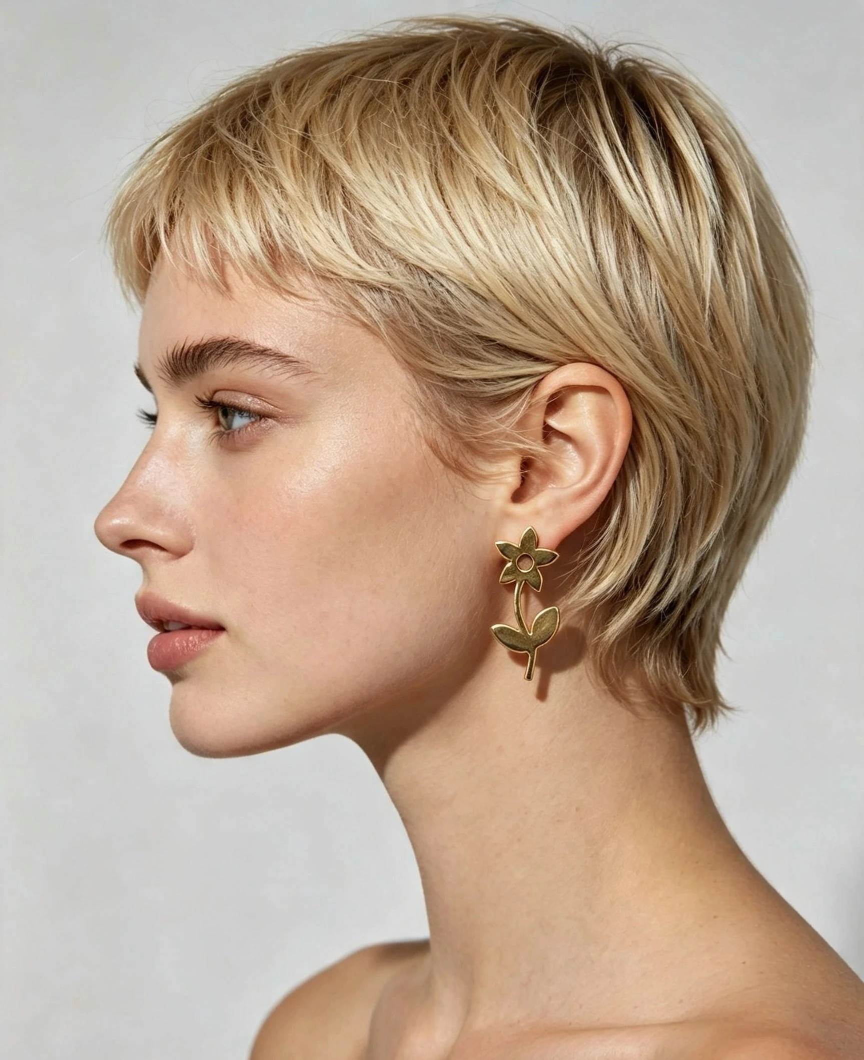 Brinco Flor Folha Dourado