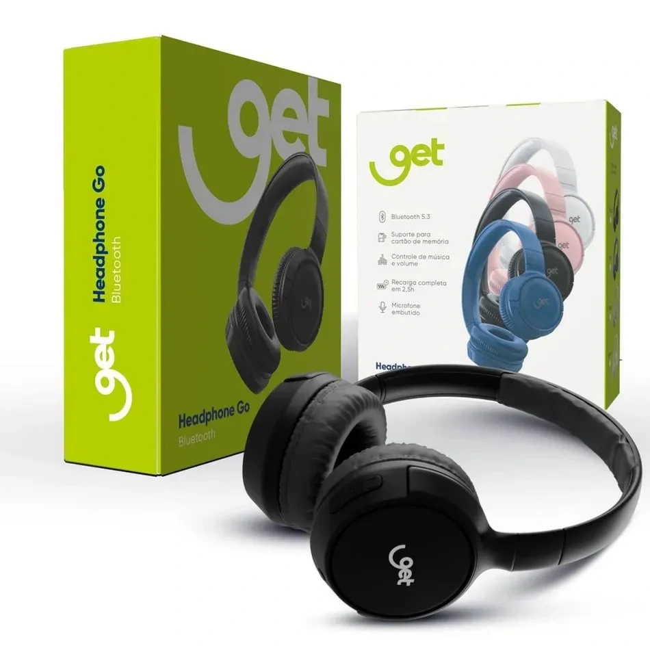 Headphone Bluetooth Get Go Branco Com Microfone e 12h de Bateria