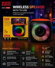HM-825 Specail Preço Super Bass Portátil Sem Fio Azul-dente Alto-falantes RGB Luz Estéreo Ativo Woofer Música BT Mini Speaker