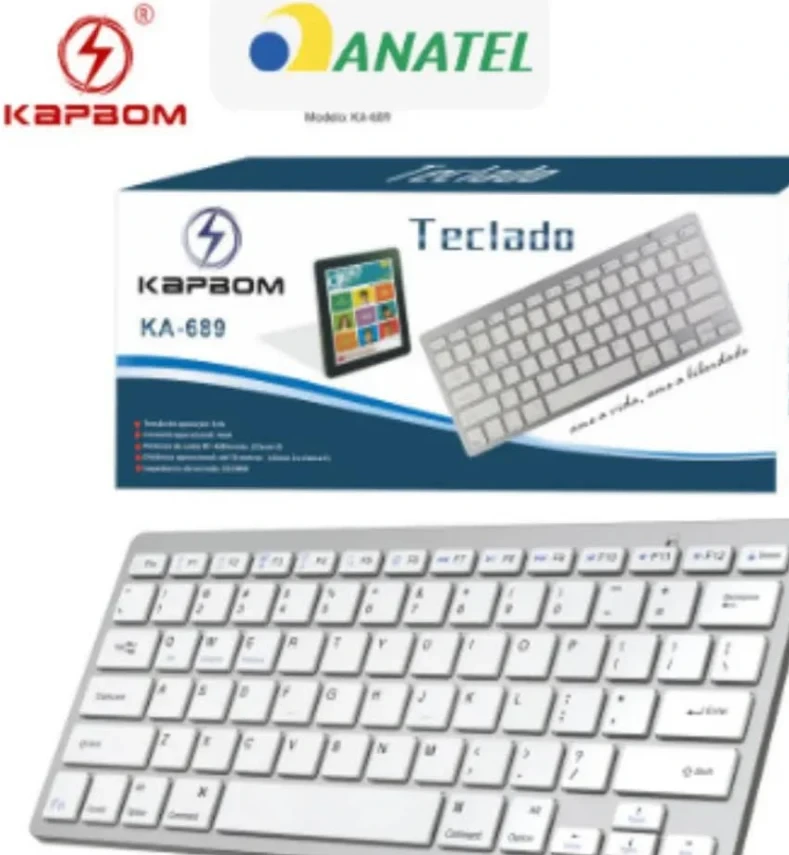 Teclado Sem Fio Kapbom Para PC, Tablet e Notebook Bluetooth Padrão Teclado Mac KA-689