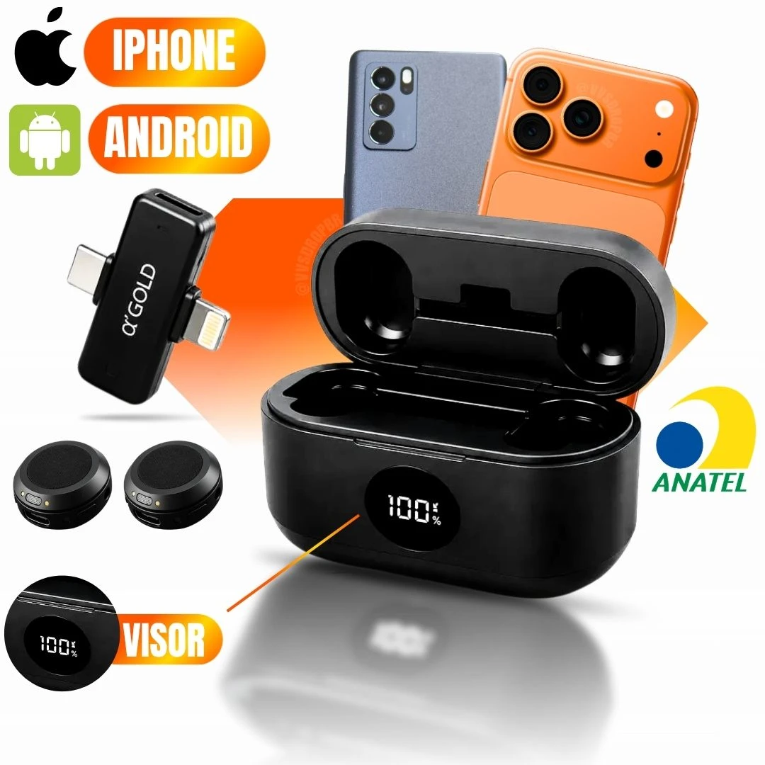 Microfone Lapela A'gold Mcf-38a Sem Fio Duplo iPhone Android