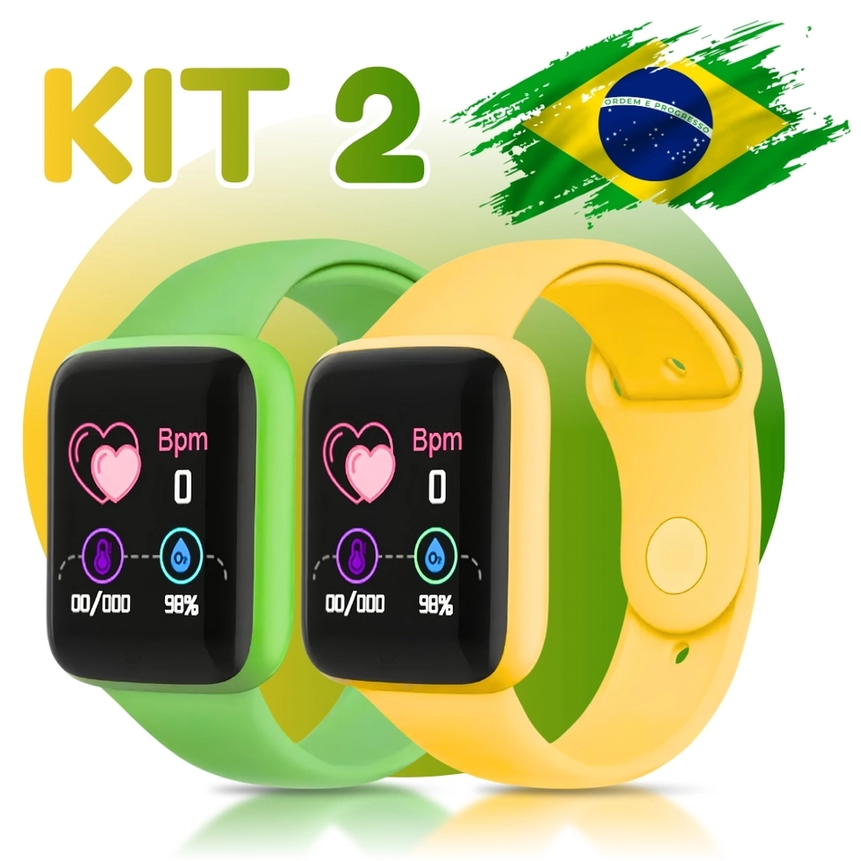 Kit 2 Relógio Smartwatch Android Ios Inteligente D20 Y68 Bluetooth coloca foto