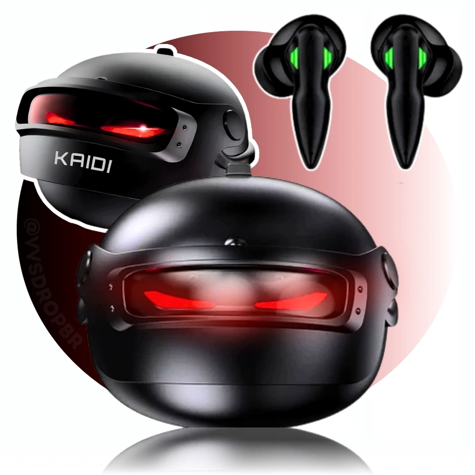 Fone de ouvido sem fio Bluetooth TWS 5.3 com redução de ruído e graves fortes para jogos KAIDI KD777