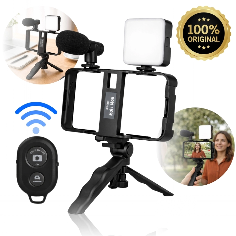 Estabilizador de Mão Tripé kit 5 em 1 gimbal Microfone Celular Gravação De Vídeo