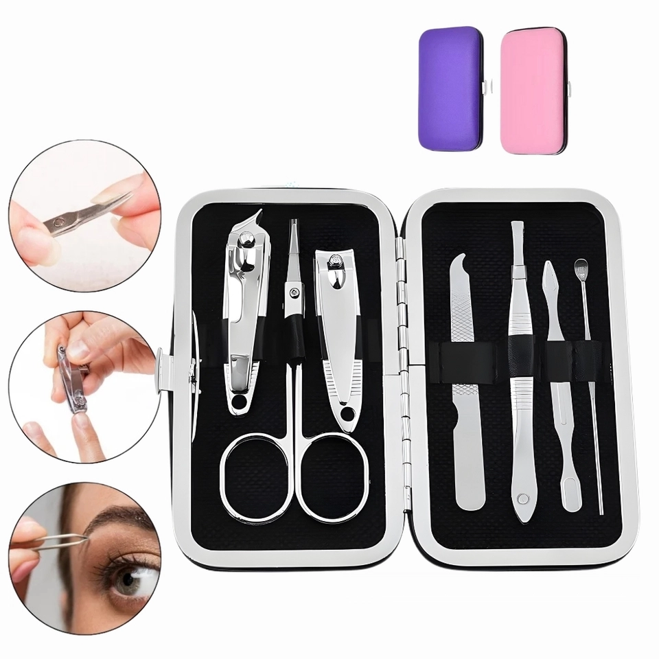 Kit 7 Peças Completo Cortador de Unha, Cutícula, Pinça, Tesoura, Lixa - AL-3501 Altomex