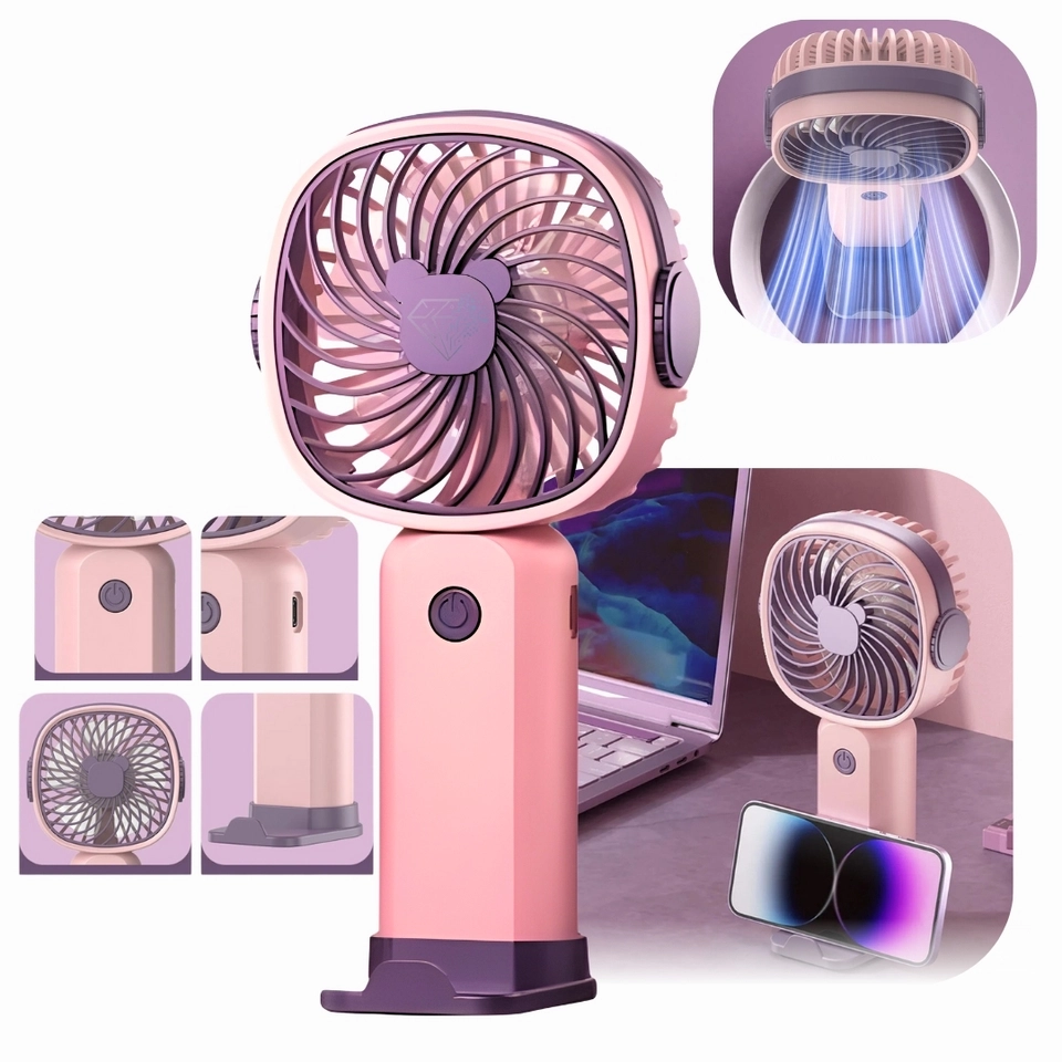 Mini Ventilador Recarregável Portátil De Mão Mesa Usb 3 velocidades