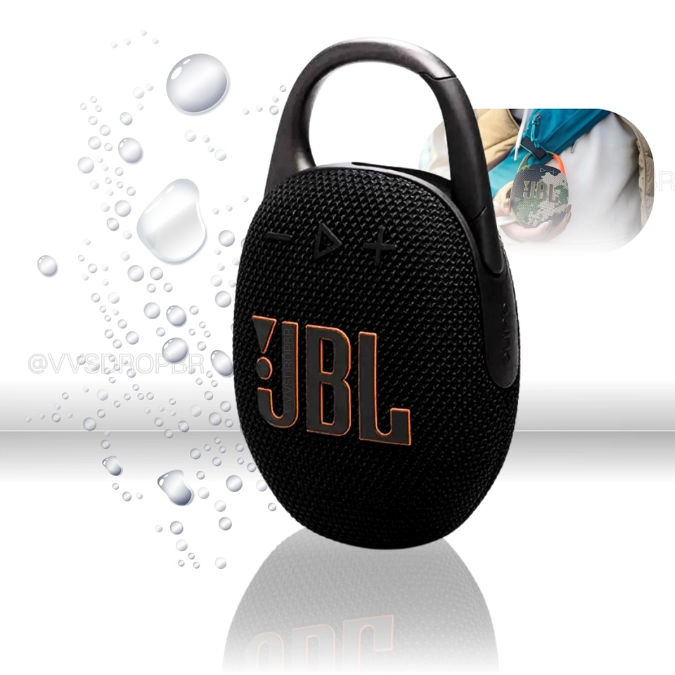 Caixa de som ultraportátil à prova d'água JBL Clip 5 Cor Preto (ORIGINAL)
