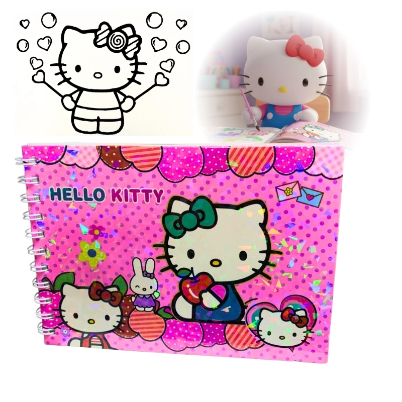 Livro de Colorir HELLO KITTY Rosa 50 Folhas 180G Caderno de Desenho Pintura Coloring Book