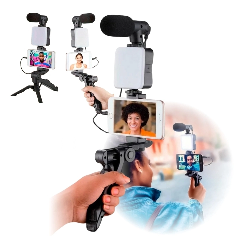 Kit De Gravação Celular 5 Em 1 Youtuber Marketing Digital