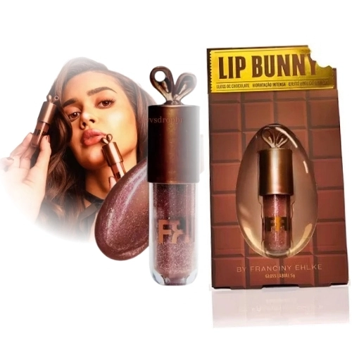 Gloss Labial Fran by Franciny Ehlke Lip Bunny 5G Chocolate Hidratante Protetor Chaveiro