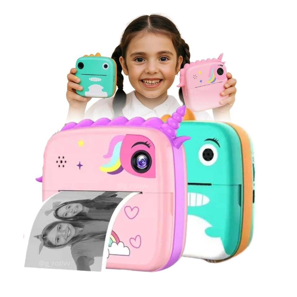 Câmera Instantânea Divertida Infantil Tira Imprimi Foto Na Hora De Verdade Filmadora Full Hd Criança Presente Com Jogos Modelo Dinossauro Swave