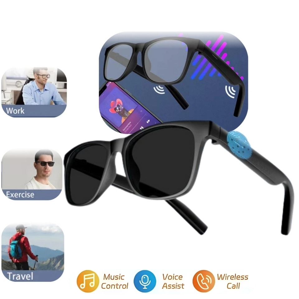 Óculos De Sol Inteligentes LAXASFIT : Esportes Ao Ar Livre Falantes Bluetooth Com Luz Anti-Azul E Proteção UV Para Todos