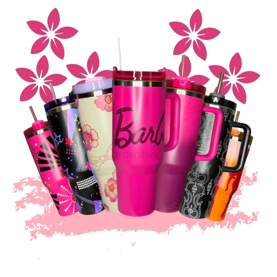 Copo Térmico Inspiração Barbie - Aço Inox com Tampa Emborrachada 1200ml