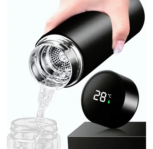 Garrafa Térmica Em Aço Inox Com Termômetro Led Digital 500ml