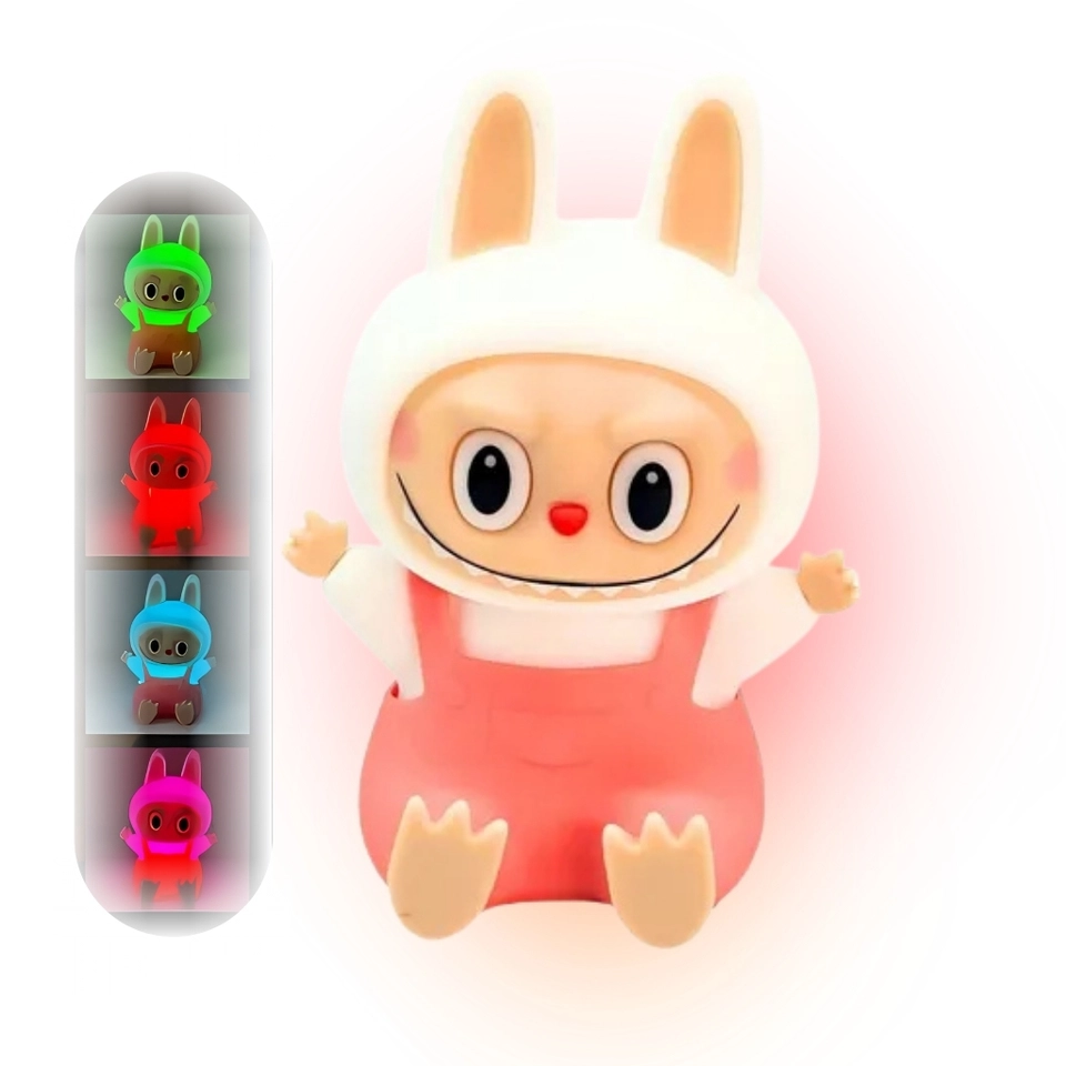 Luminária Abajur De Silicone Infantil Rgb Labubu