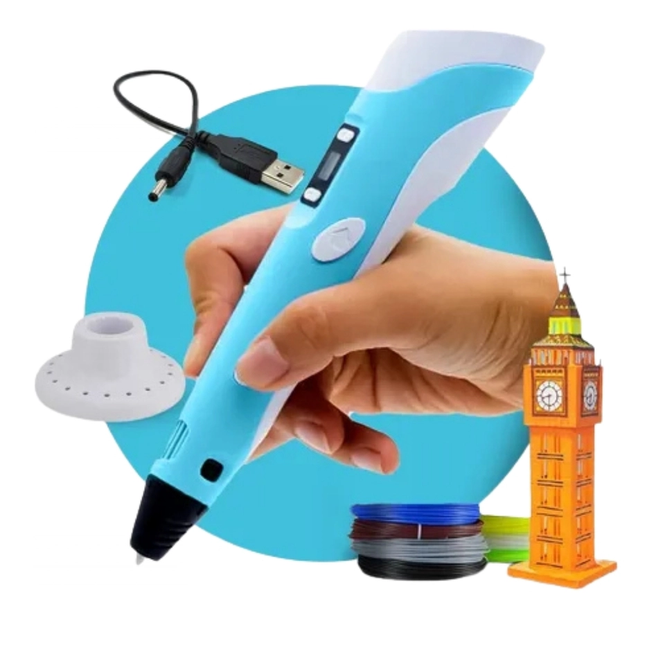 Caneta 3d Impressora Profissional Infantil Com Refil E Cabo Usb