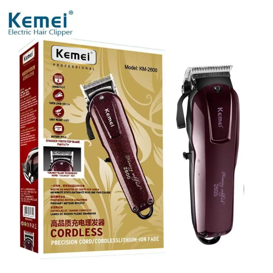 Máquina de Cortar Cabelo Profissional sem fio recarregável Keme cordless Km 2600