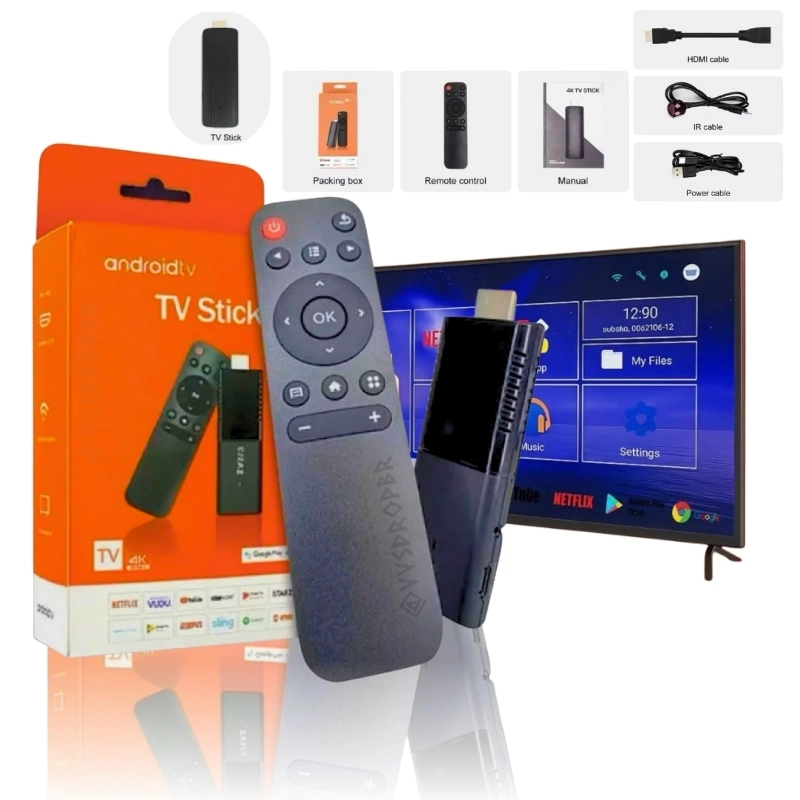 Tv Stick / Smart Tv Android 4k Wi-fi Hdmi Streaming Cor Preto