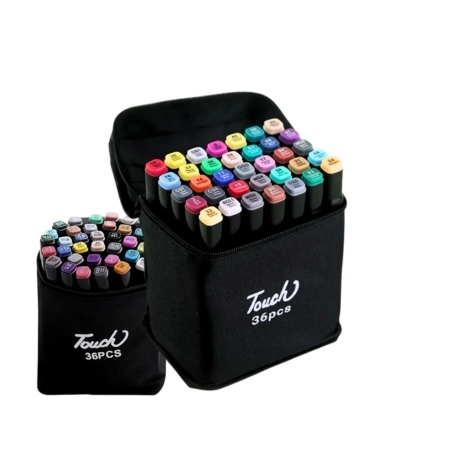 Canetinha Touch Marcadores C/ Bolsa 36 Cores Ponta Dupla