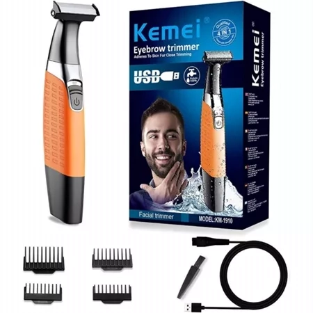 Barbeador Aparador de Pelos Kemei KM- 1910 Portátil Bivolt 110v /220v Máquina de acabamento KM -1910