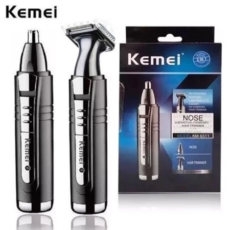 Kit 2 em 1 Máquina Barba De Tirar Pelos Nariz E Cabelo Kemei Km-6511 Aparador Recarregável