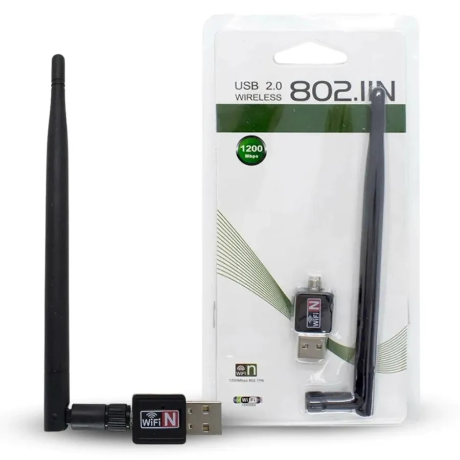 Adaptador Wifi Usb 2.0 802.11n Com Antena Sem Fio 1800 Mbps