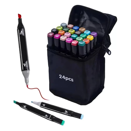 Kit Canetinhas Coloridas Ponta Dupla 24 peças
