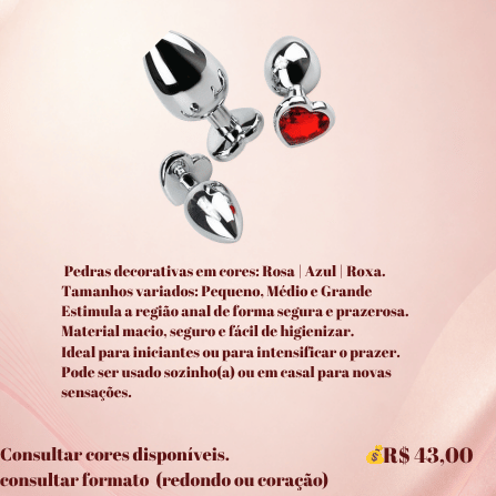 Plug Anal com Pedra Decorativa (Kit)