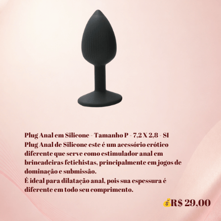 Plug Anal em Silicone Tamanho P