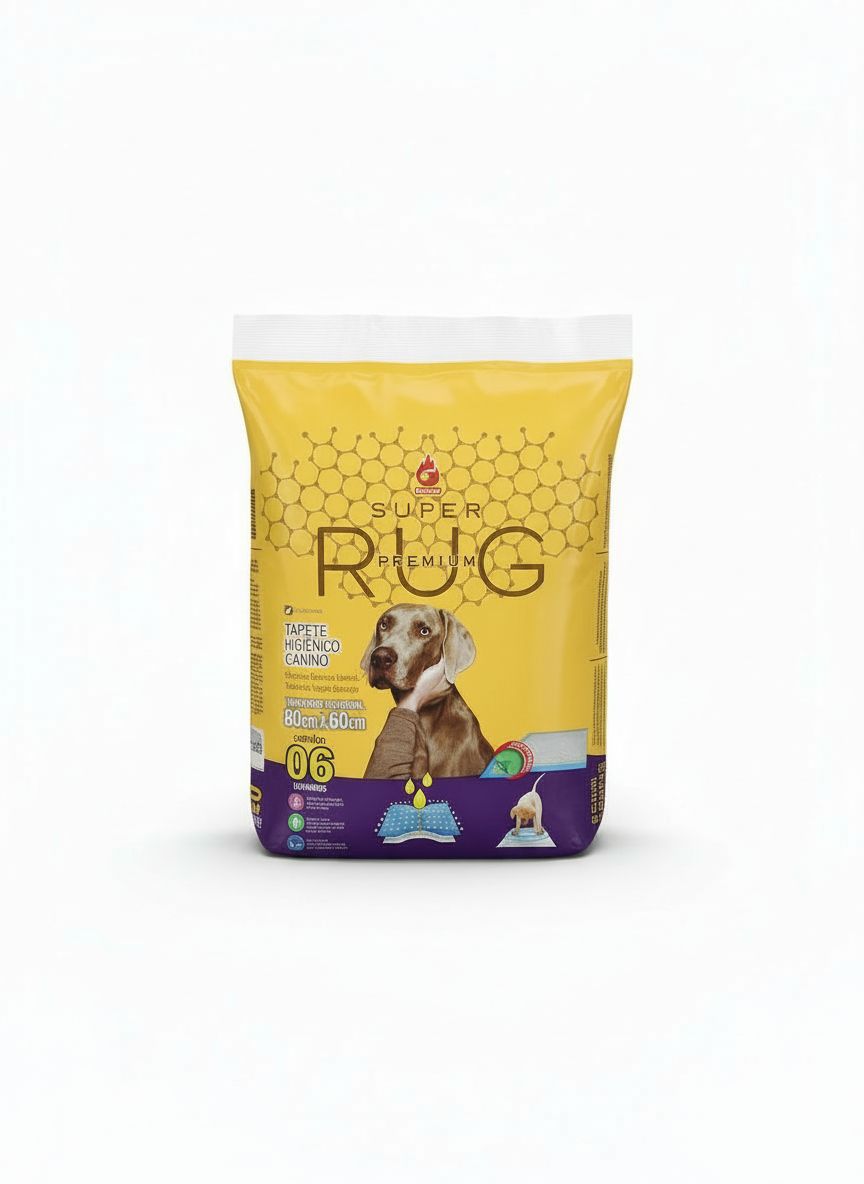 Tapete Higiênico Canino Super Rug Premium 80cm x 60cm C/ 6 unidades