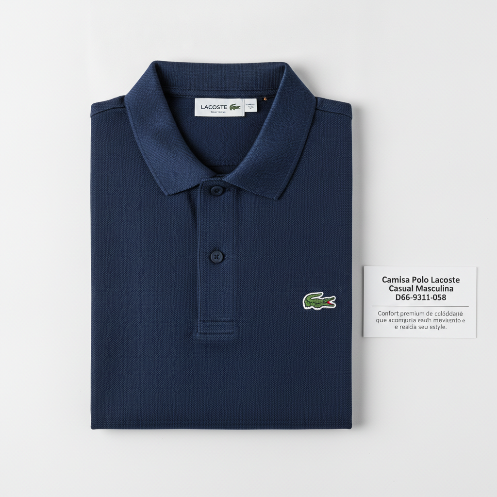 Camisa Polo Lacoste 2026 Casual Masculina D66-9311-058 algodão piqué