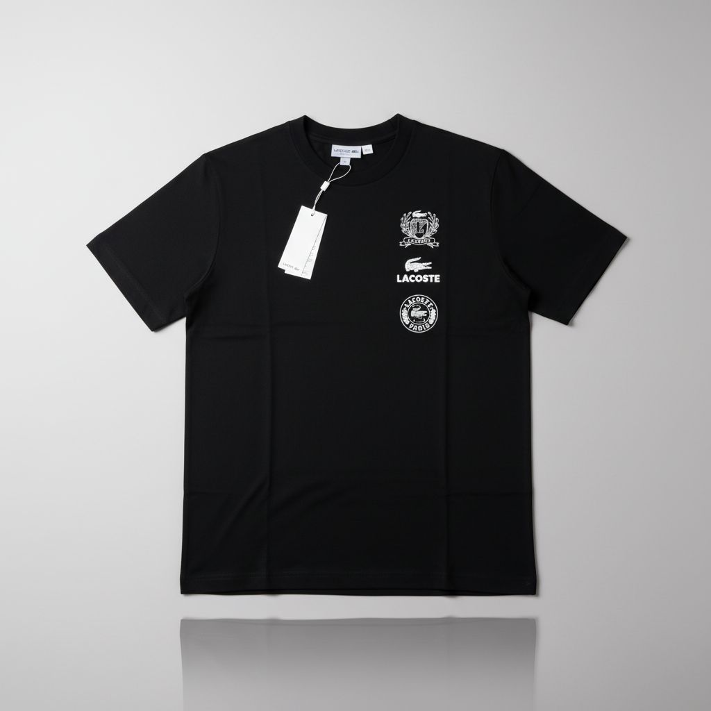 Camiseta Camiseta Lacoste Paris Preta 100% algodão preto