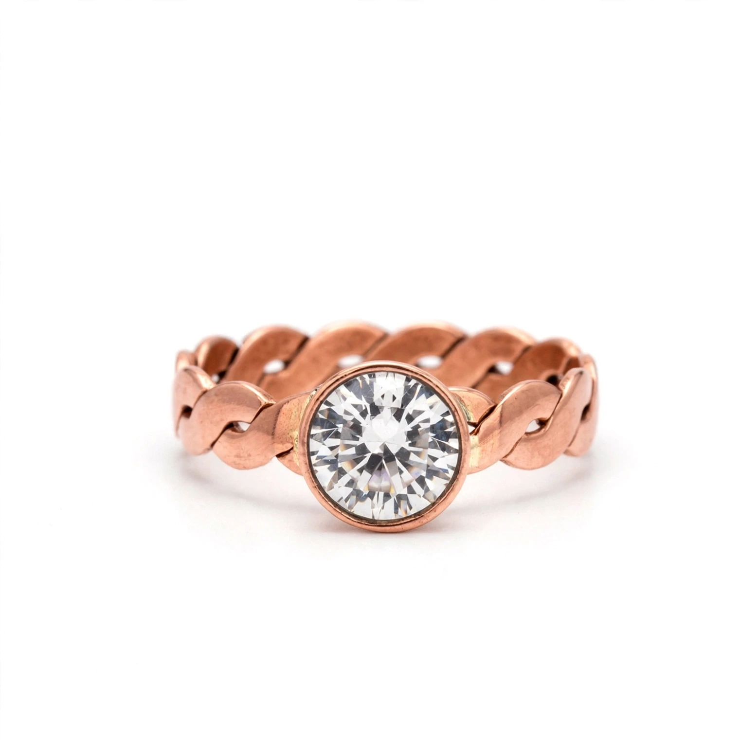 Anel em cobre puro com zirconia 8mm