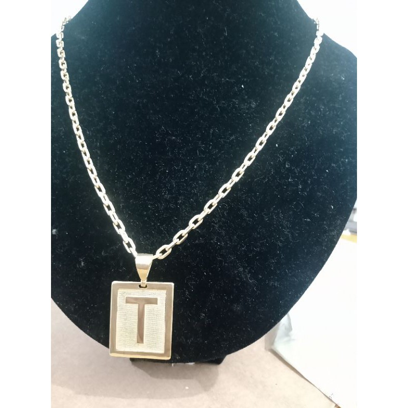 Cordão e pulseira em moedas antigas 4mm com Pingente letras