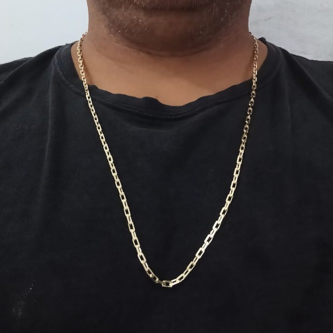 Cordão de moeda antiga 3mm Cadeadinho chanfrado